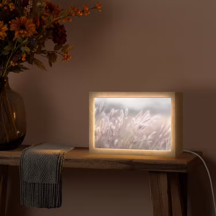 Graspluimen - Wind - Beige - Mistig Light Box met kabel (Tafellamp) klein -sfeer4
