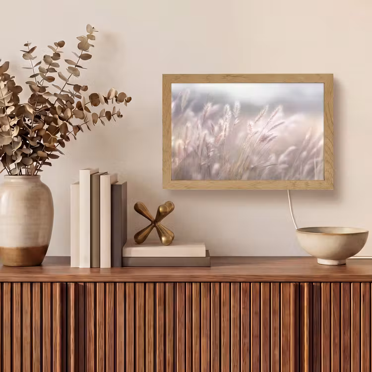 Graspluimen - Wind - Beige - Mistig Light Box met kabel (Tafellamp) klein -sfeer2