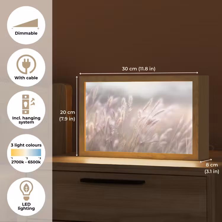Graspluimen - Wind - Beige - Mistig Light Box met kabel (Tafellamp) klein -USP_EN