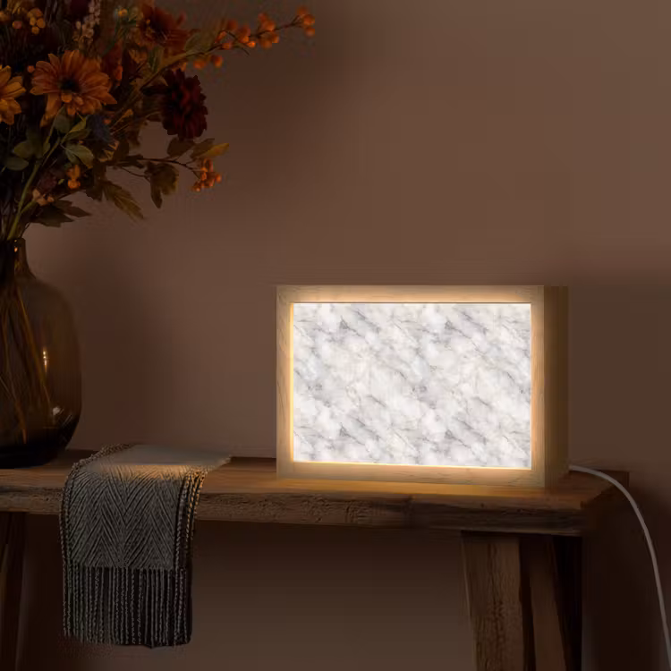 Grijs - Marmer - Gedetailleerd Light Box met kabel (Tafellamp) klein 924 -sfeer4