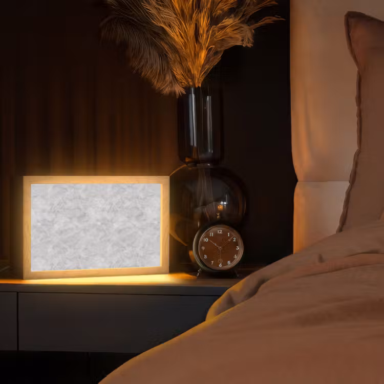 Grijs - Marmer - Mat Light Box met kabel (Tafellamp) klein 924 -sfeer1
