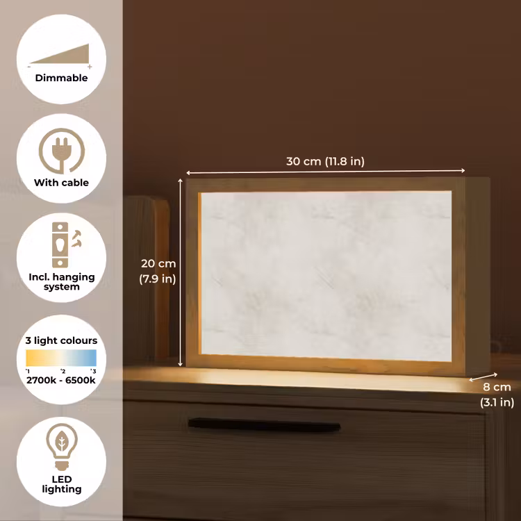 Grijs - Marmer - Aders Light Box met kabel (Tafellamp) klein 924 -USP_EN