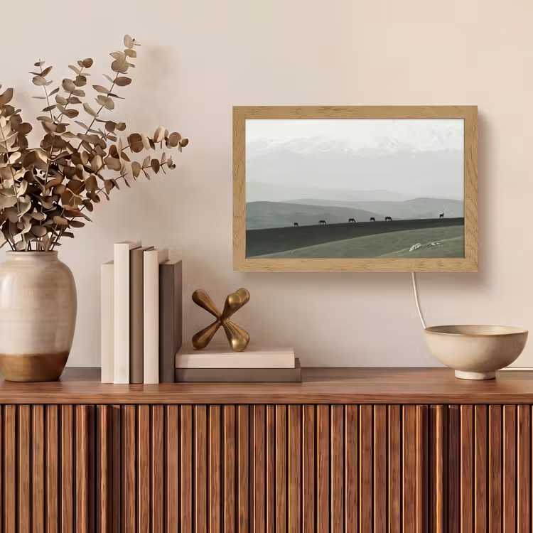 Grijs - Berg - Paarden Light Box met kabel (Tafellamp) klein -sfeer2