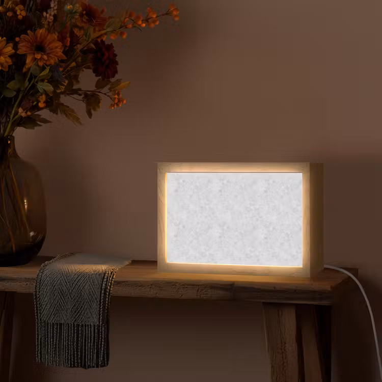 Grijs - Terrazzo-effect - Beton Light Box met kabel (Tafellamp) klein 924 -sfeer4