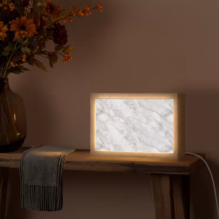 Grijs - Wit - Marmer Light Box met kabel (Tafellamp) klein 924 -sfeer4