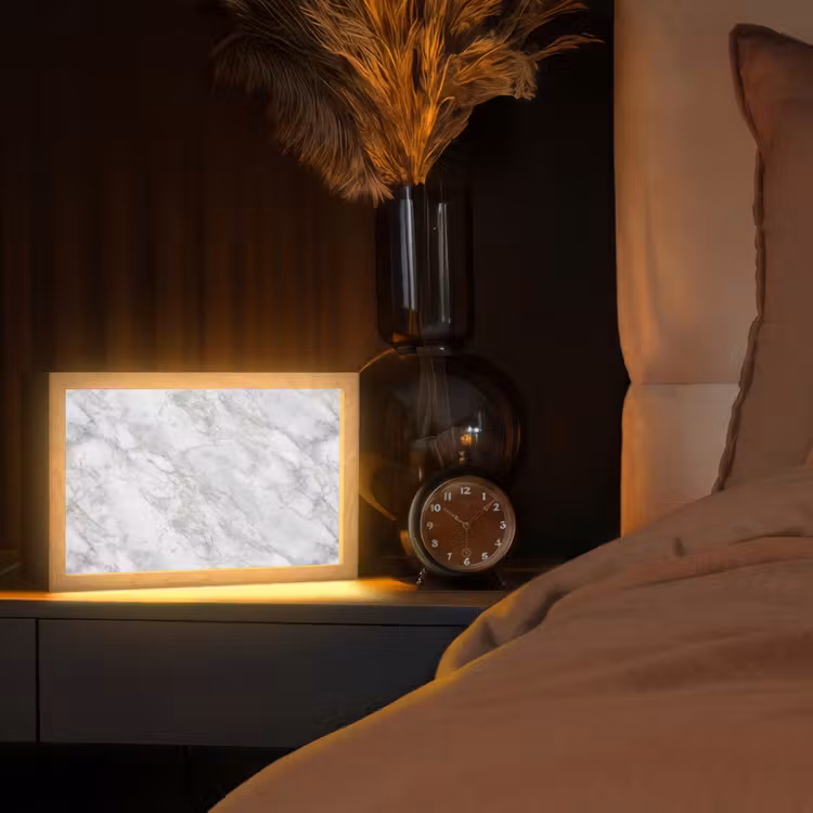 Grijs - Wit - Marmer Light Box met kabel (Tafellamp) klein 924 -sfeer1