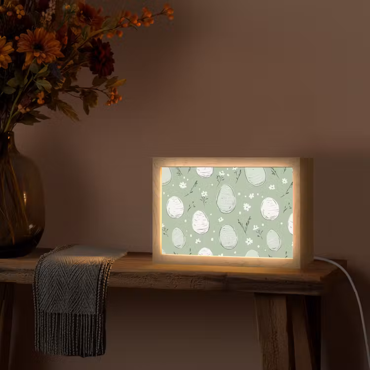 Groen - Eieren - Patroon Light Box met kabel (Tafellamp) klein -sfeer4
