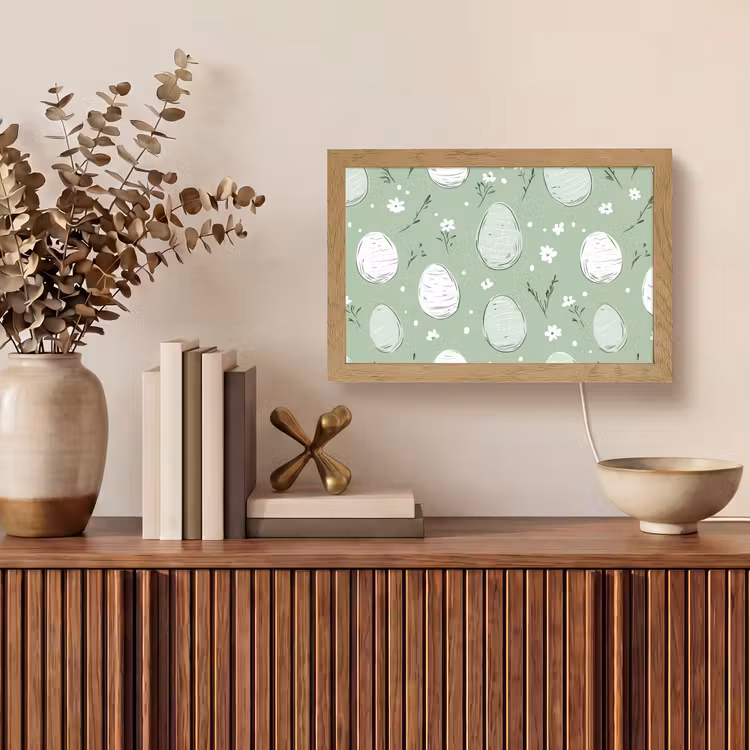 Groen - Eieren - Patroon Light Box met kabel (Tafellamp) klein -sfeer2