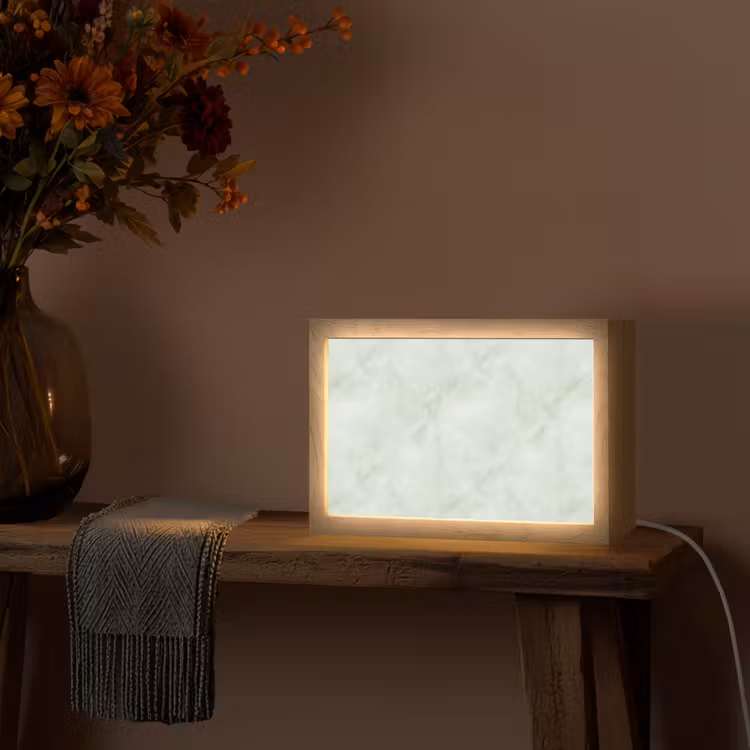 Groen - Marmer - Vloeiende aders Light Box met kabel (Tafellamp) klein 924 -sfeer4