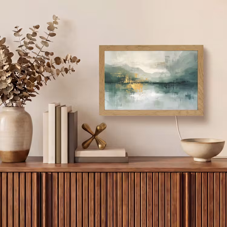 Groen - Modern - Abstract - Goud Light Box met kabel (Tafellamp) klein -sfeer2