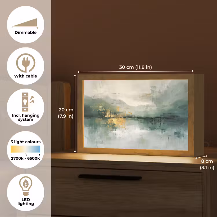 Groen - Modern - Abstract - Goud Light Box met kabel (Tafellamp) klein -USP_EN