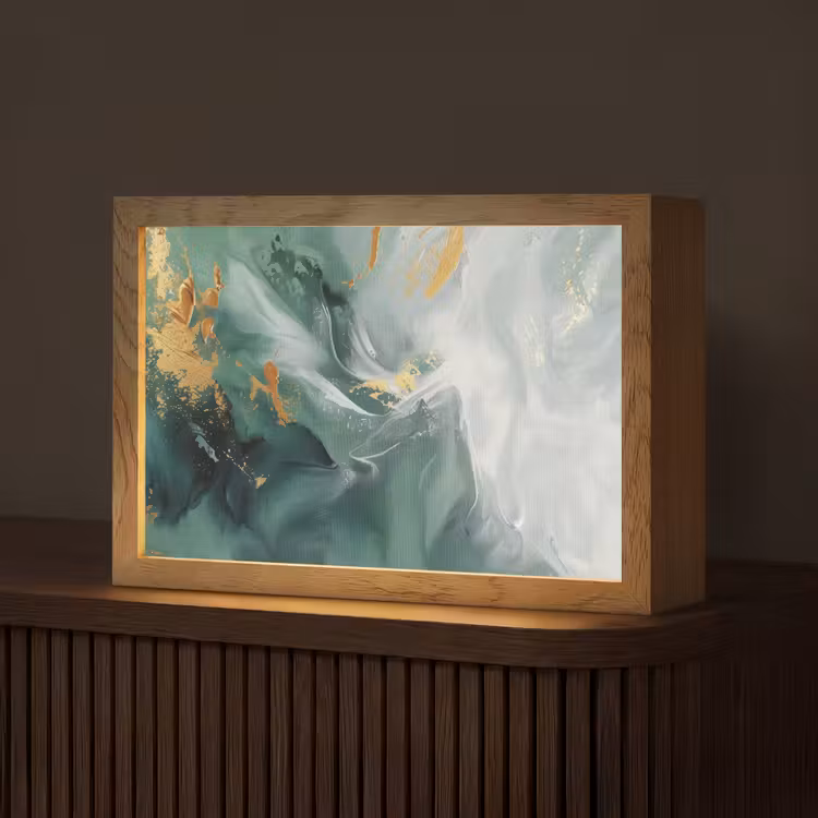 Groen - Modern - Marmer - Abstract Light Box met kabel (Tafellamp) klein -z3d_website