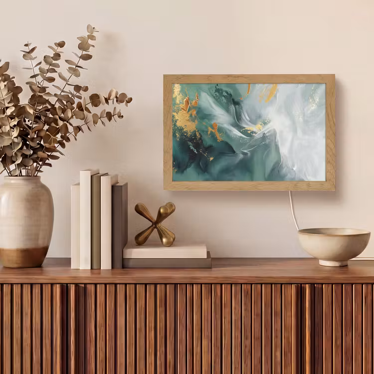 Groen - Modern - Marmer - Abstract Light Box met kabel (Tafellamp) klein -sfeer2