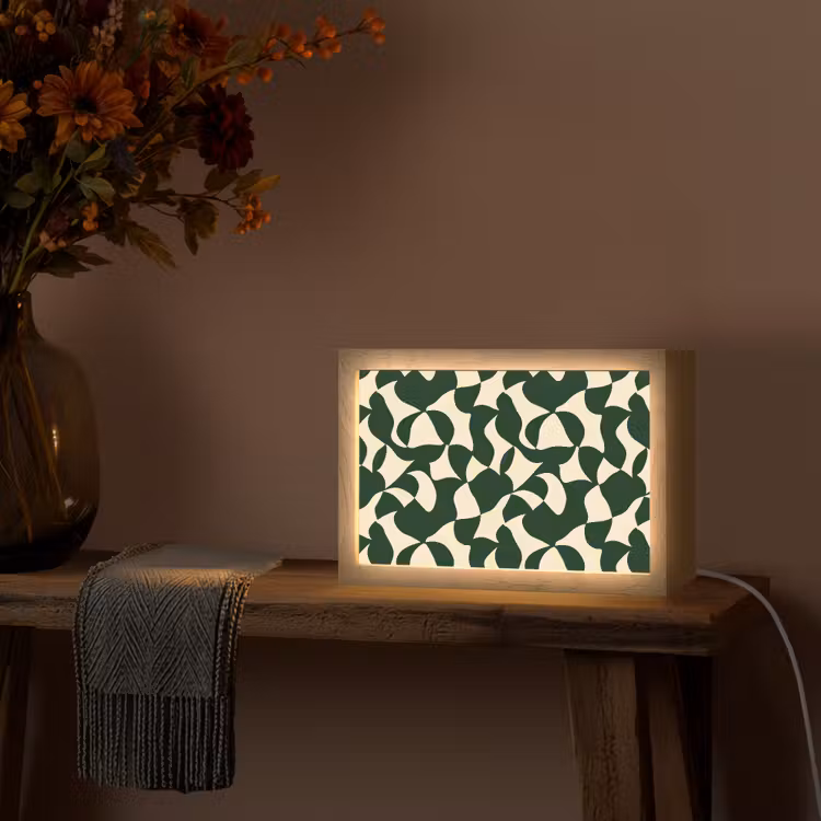 Groen - Organische vlakken - Crème Light Box met kabel (Tafellamp) klein 924 -sfeer4