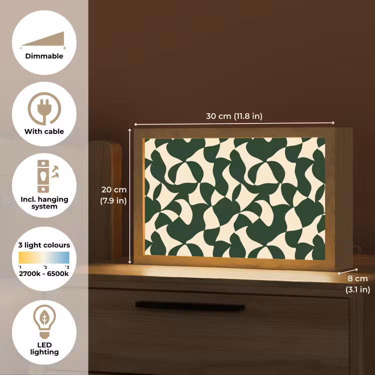 Groen - Organische vlakken - Crème Light Box met kabel (Tafellamp) klein 924 -USP_EN