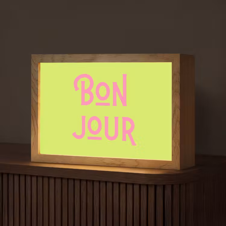 Groen - Roze bonjour - art-deco Light Box met kabel (Tafellamp) klein -z3d_website