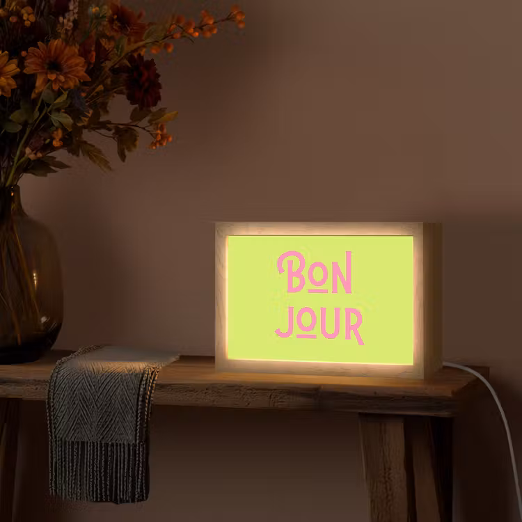 Groen - Roze bonjour - art-deco Light Box met kabel (Tafellamp) klein -sfeer4
