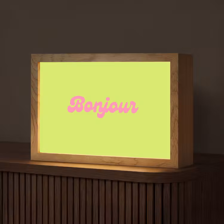 Groen - Roze bonjour - Retro Light Box met kabel (Tafellamp) klein -z3d_website
