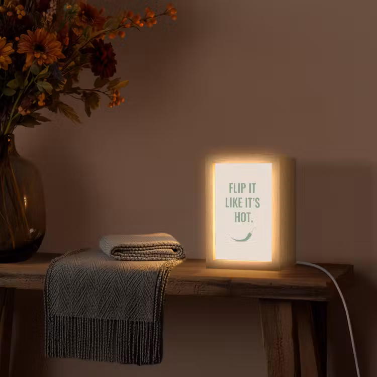 Groen - Quote - Zomer - Chilipeper Light Box met kabel (Tafellamp) klein -sfeer4