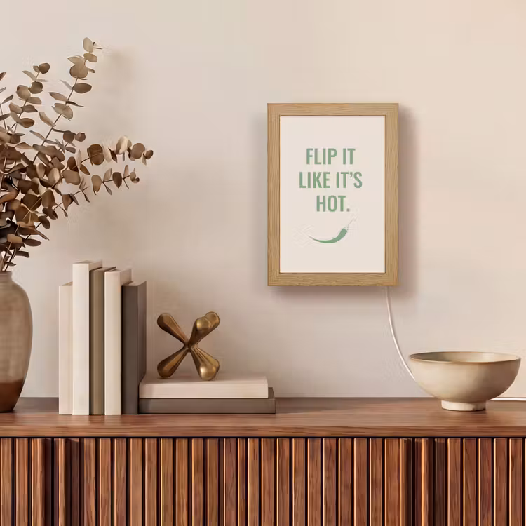 Groen - Quote - Zomer - Chilipeper Light Box met kabel (Tafellamp) klein -sfeer2