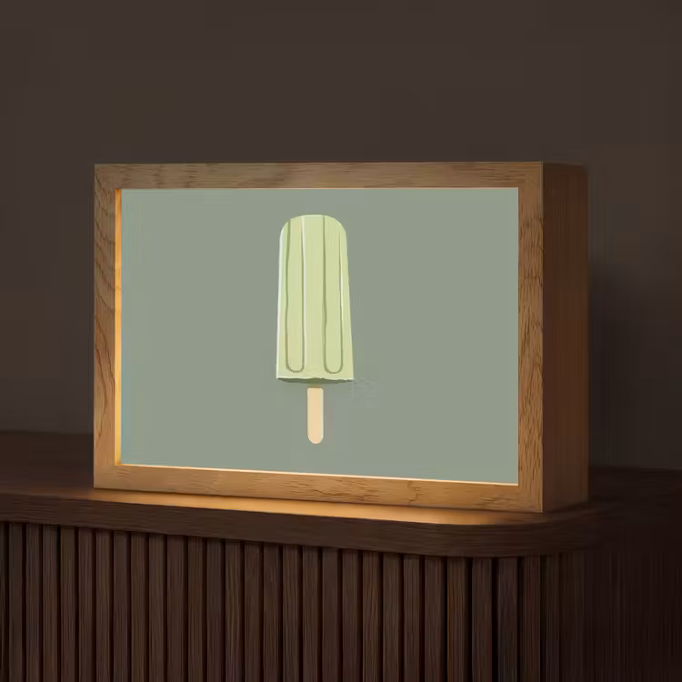 Groen - Waterijsje - Stokje - Illustratie Light Box met kabel (Tafellamp) klein -z3d_website
