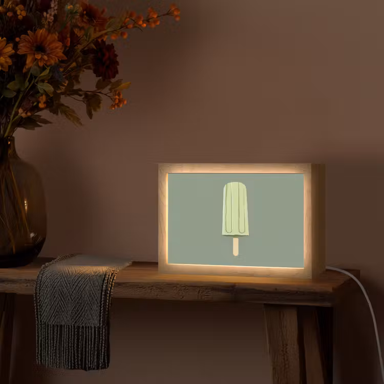 Groen - Waterijsje - Stokje - Illustratie Light Box met kabel (Tafellamp) klein -sfeer4
