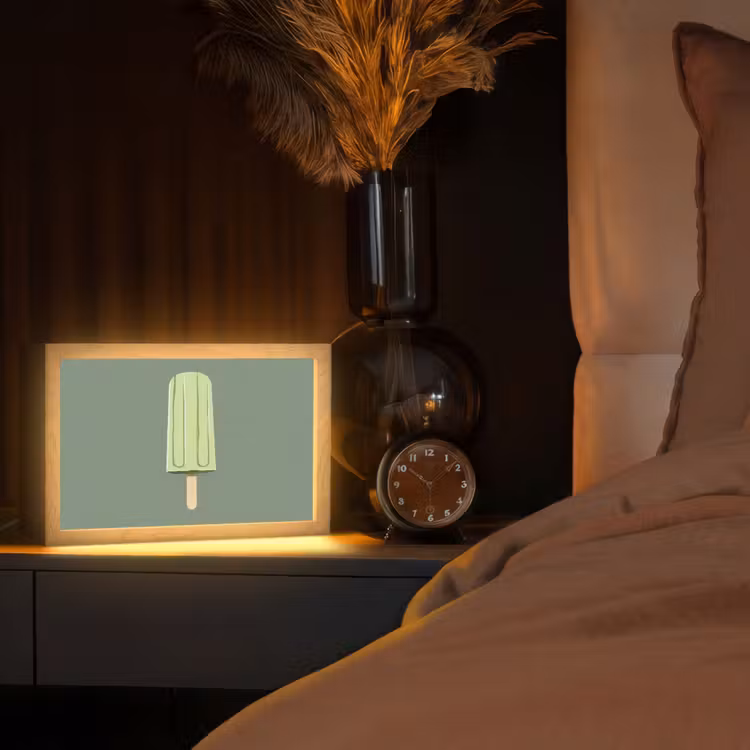 Groen - Waterijsje - Stokje - Illustratie Light Box met kabel (Tafellamp) klein -sfeer1