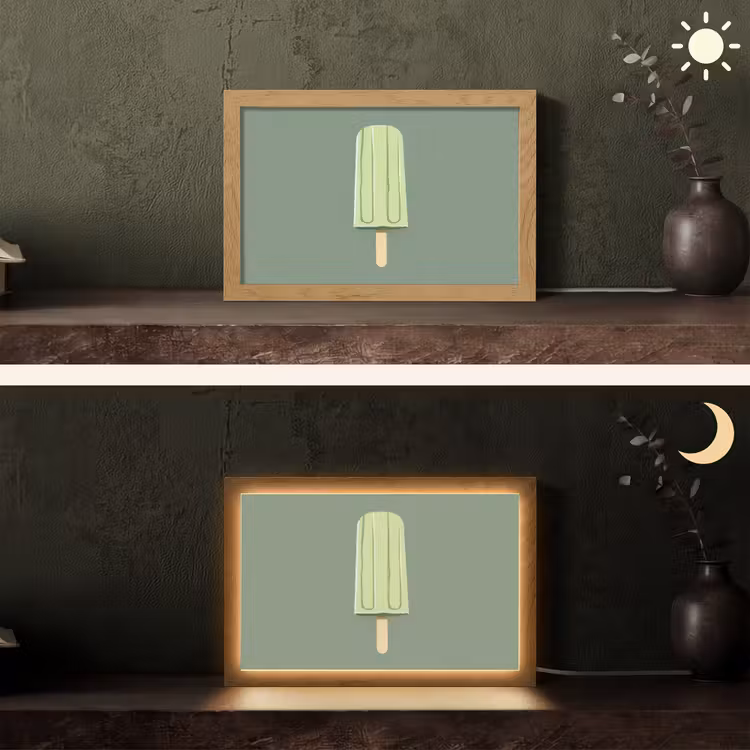 Groen - Waterijsje - Stokje - Illustratie Light Box met kabel (Tafellamp) klein -sfeer3