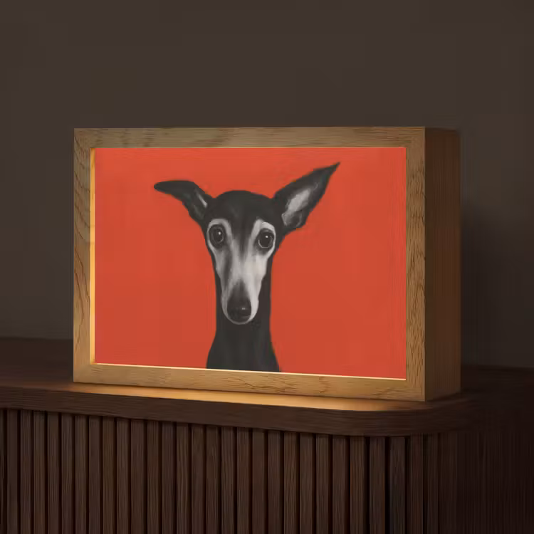 Windhond - Minimalistisch - Rood Light Box met kabel (Tafellamp) klein -z3d_website