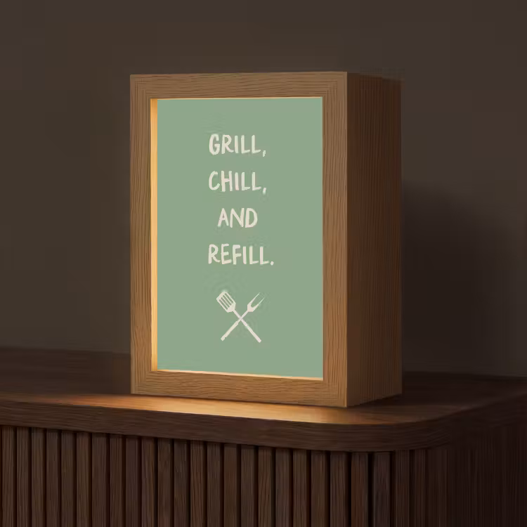 Grill - Groen - Zomer - Quote Light Box met kabel (Tafellamp) klein -z3d_website