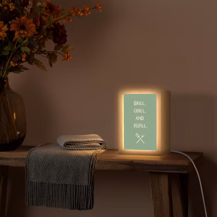 Grill - Groen - Zomer - Quote Light Box met kabel (Tafellamp) klein -sfeer4
