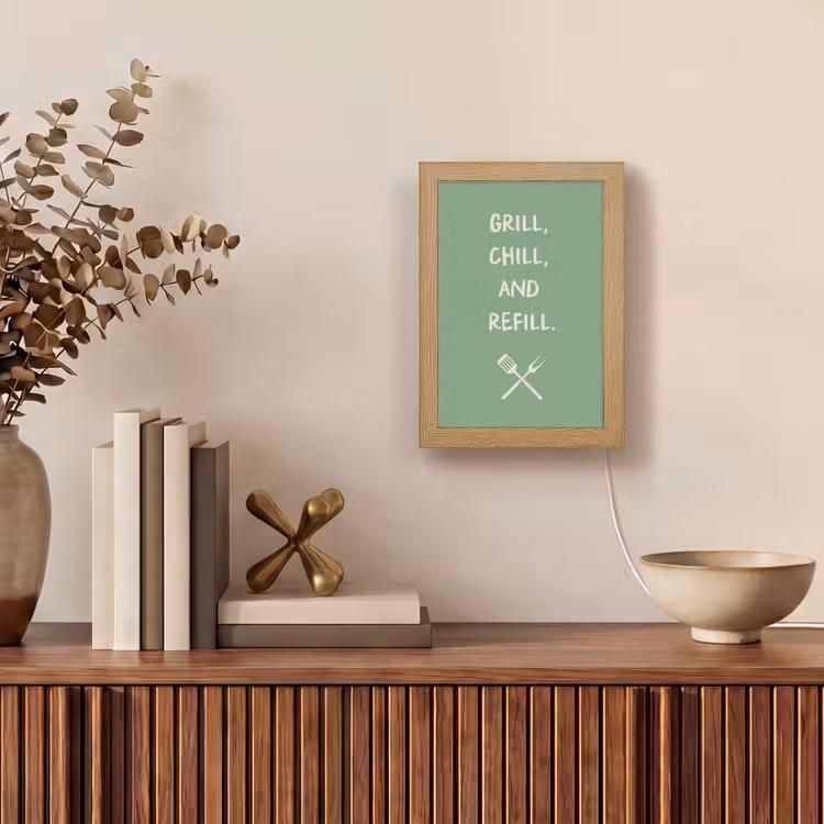 Grill - Groen - Zomer - Quote Light Box met kabel (Tafellamp) klein -sfeer2
