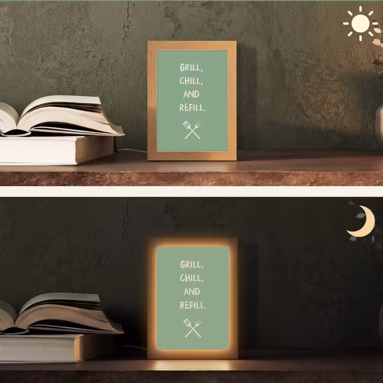 Grill - Groen - Zomer - Quote Light Box met kabel (Tafellamp) klein -sfeer3