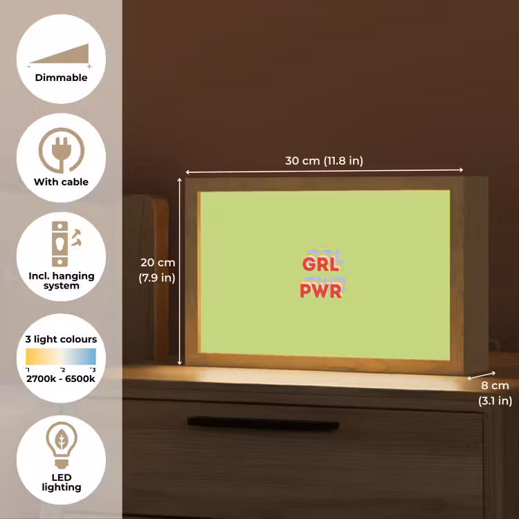 Grl pwr - Groen - Rood - 3D Light Box met kabel (Tafellamp) klein -USP_EN