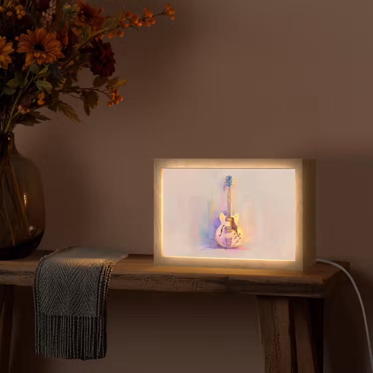 Gitaar - Pastel - Schilderachtig Light Box met kabel (Tafellamp) klein -sfeer4
