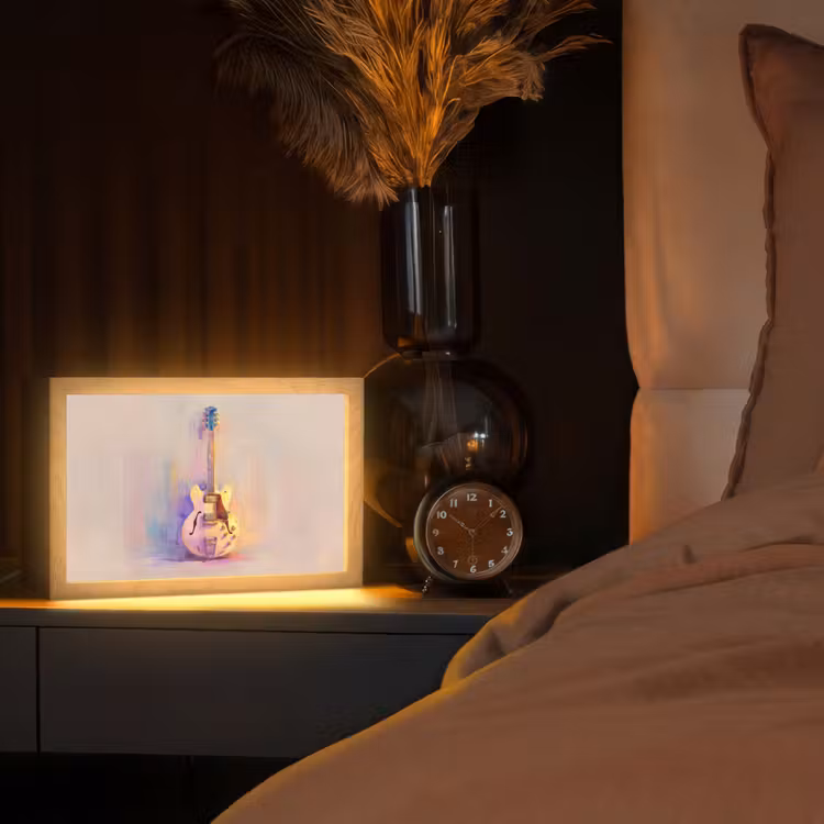 Gitaar - Pastel - Schilderachtig Light Box met kabel (Tafellamp) klein -sfeer1