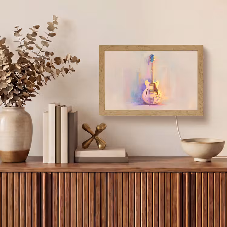 Gitaar - Pastel - Schilderachtig Light Box met kabel (Tafellamp) klein -sfeer2