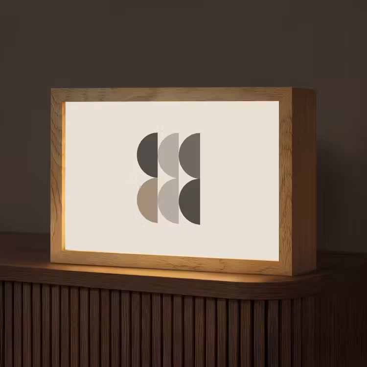 Halve cirkels - Aardetinten - Grafisch Light Box met kabel (Tafellamp) klein -z3d_website
