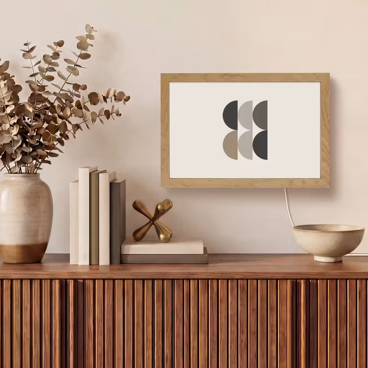 Halve cirkels - Aardetinten - Grafisch Light Box met kabel (Tafellamp) klein -sfeer2