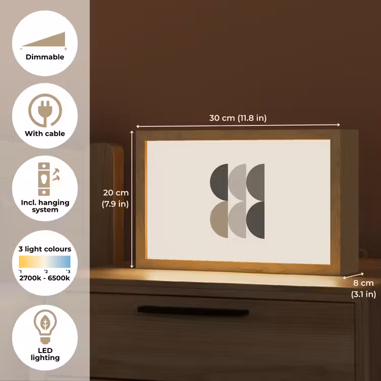 Halve cirkels - Aardetinten - Grafisch Light Box met kabel (Tafellamp) klein -USP_EN