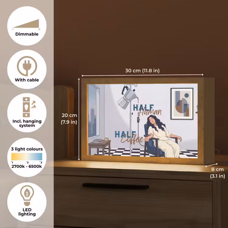 Half human, Half Coffee - Infuus - Koffie Light Box met kabel (Tafellamp) klein -USP_EN