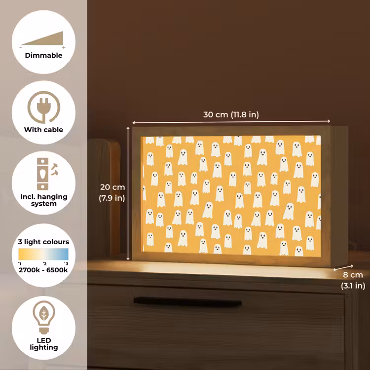 Halloween - Spookjes - Oker Light Box met kabel (Tafellamp) klein 924 -USP_EN