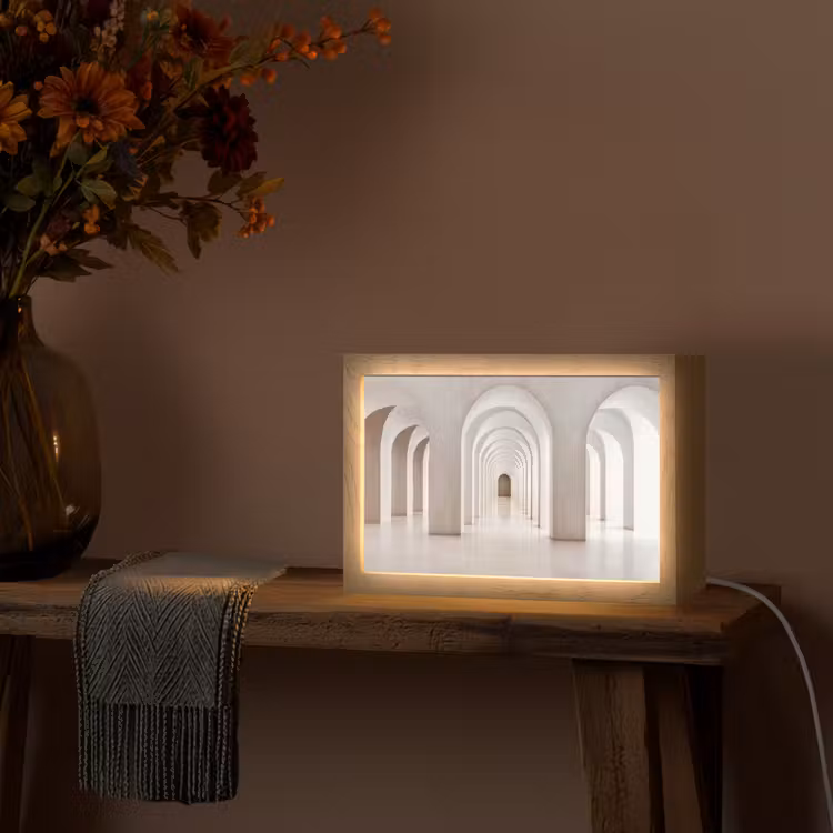 Hal - Bogen - Symmetrisch - Modern Light Box met kabel (Tafellamp) klein -sfeer4