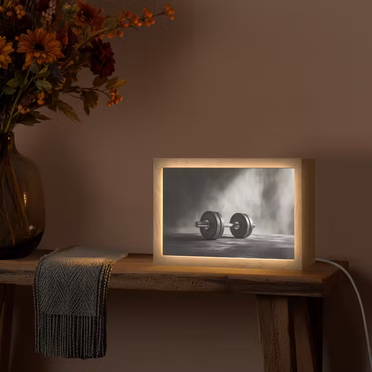 Halter - Gewichten - Zwart Light Box met kabel (Tafellamp) klein -sfeer4