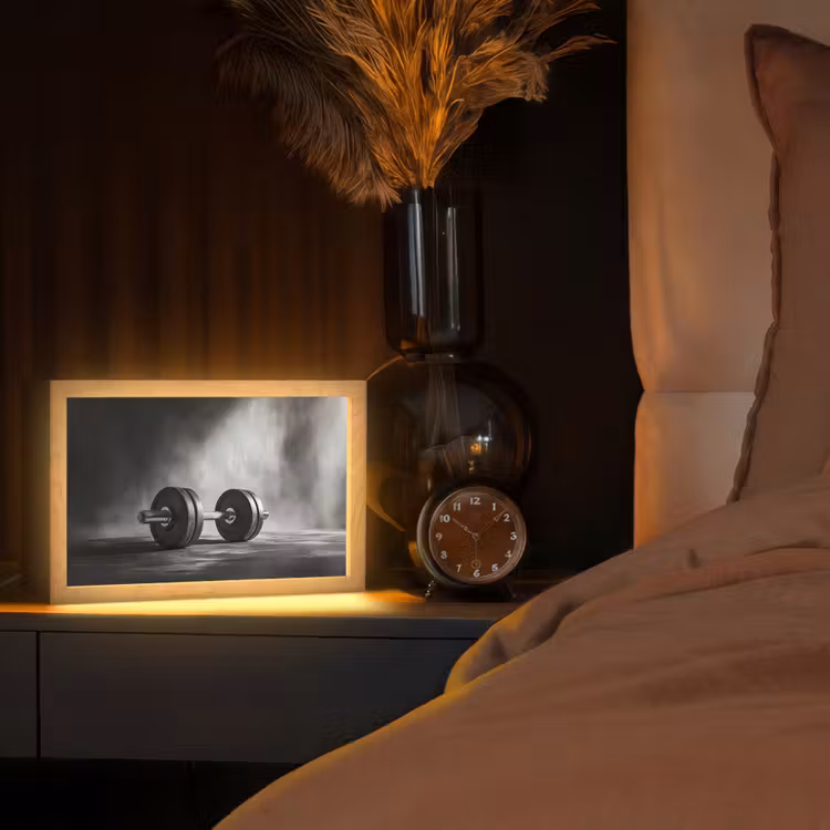 Halter - Gewichten - Zwart Light Box met kabel (Tafellamp) klein -sfeer1