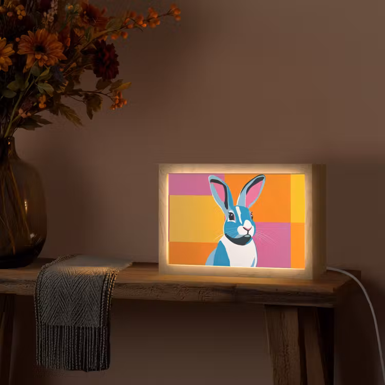 Haas - Kleurvakken - Oren - Roze Light Box met kabel (Tafellamp) klein -sfeer4