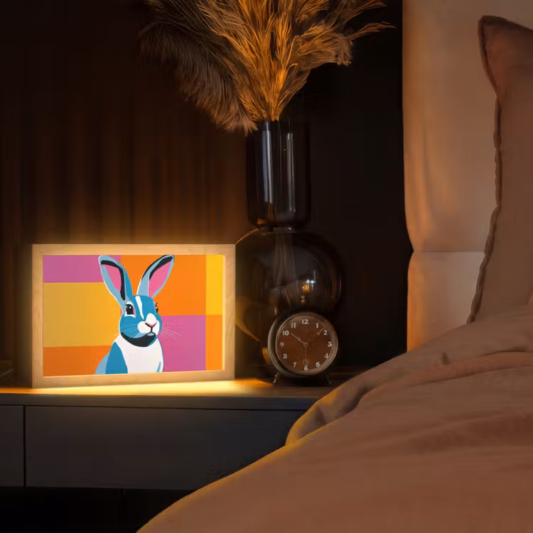 Haas - Kleurvakken - Oren - Roze Light Box met kabel (Tafellamp) klein -sfeer1