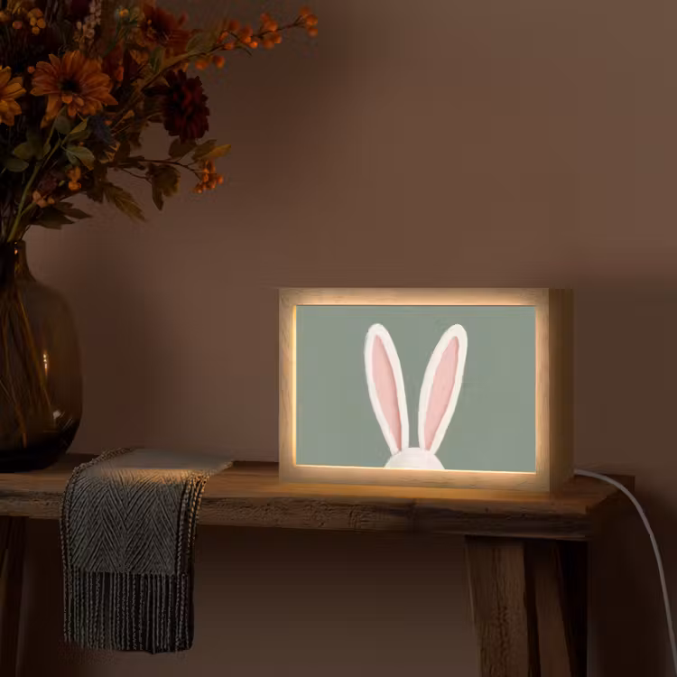 Hazen - Oren - Roze Light Box met kabel (Tafellamp) klein -sfeer4