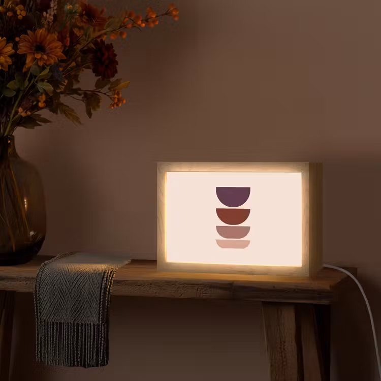 Harmonieus - Symmetrisch - Rood Light Box met kabel (Tafellamp) klein -sfeer4