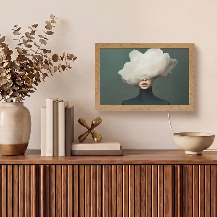 Hoed - Vrouw - Beige Light Box met kabel (Tafellamp) klein -sfeer2